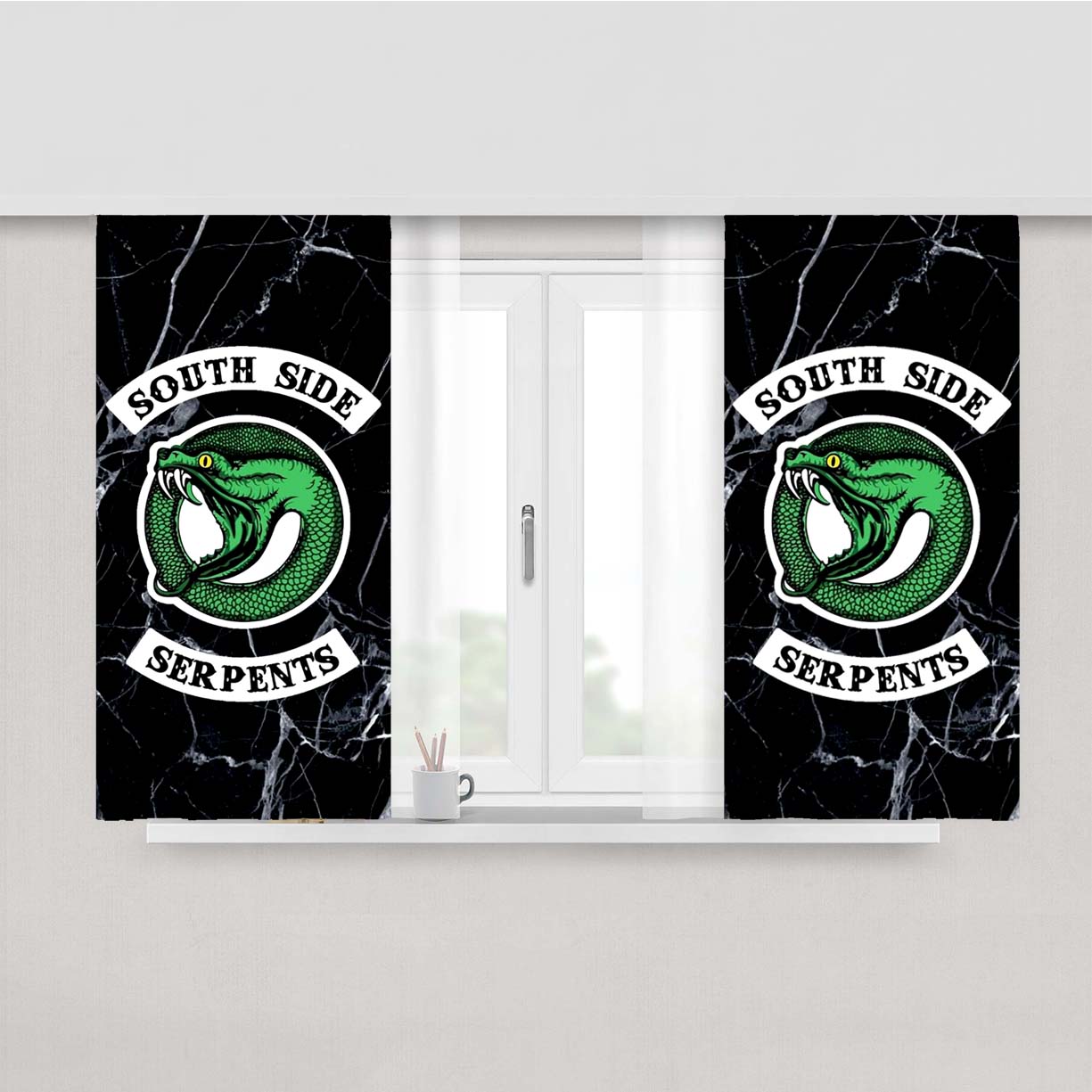 South Side Serpents Marble Peach Skin Window Curtains