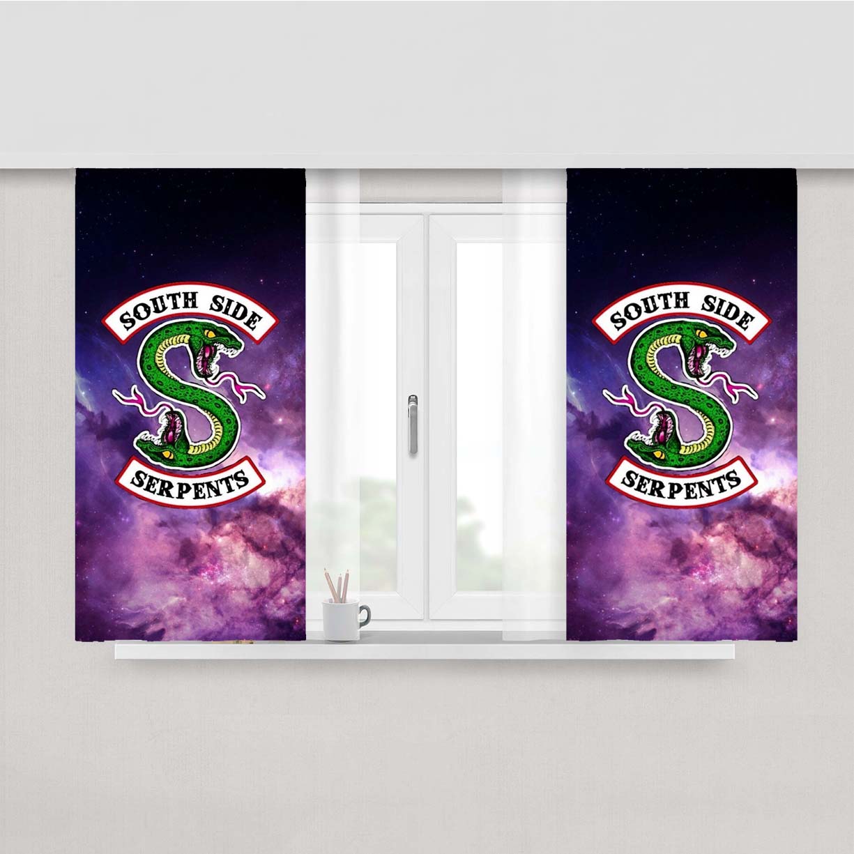 South Side Serpents Snake Galaxy Logo Peach Skin Window Curtains