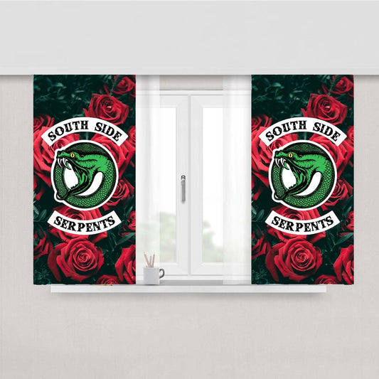 Southside Serpents Red Rose Flower Peach Skin Window Curtains