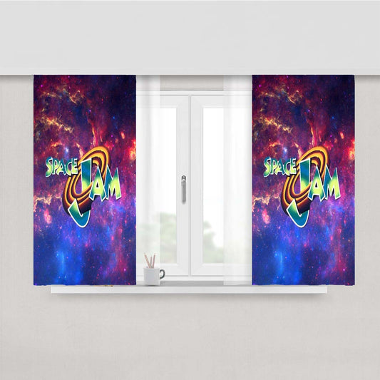 Space Jam Galaxy Peach Skin Window Curtains