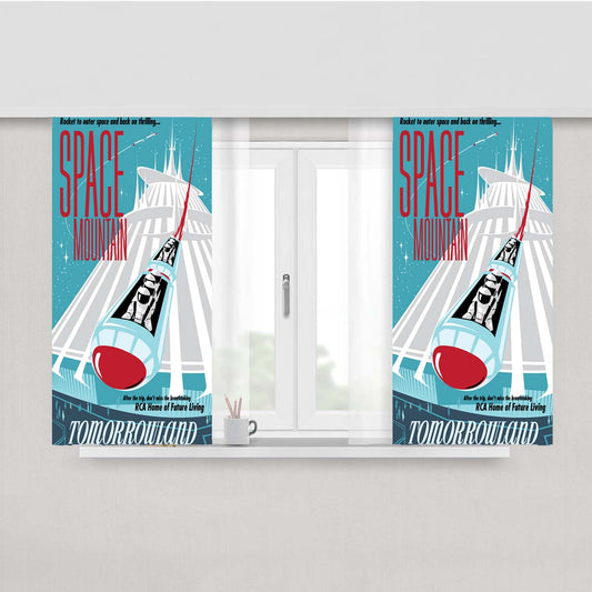 Space Mountain Tomorrowland Peach Skin Window Curtains