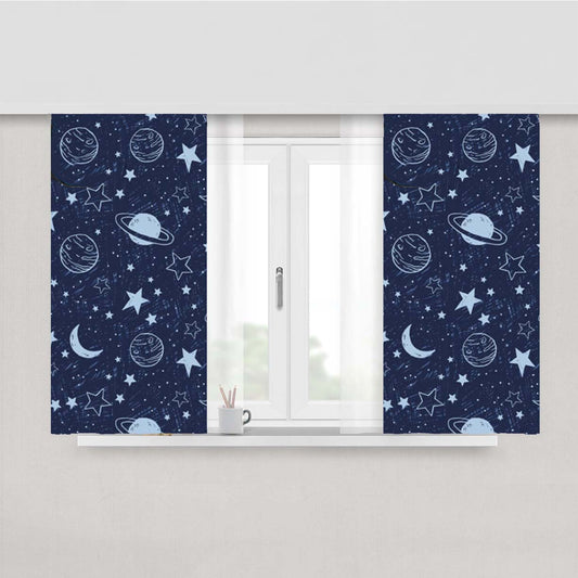 Space Planets Peach Skin Window Curtains