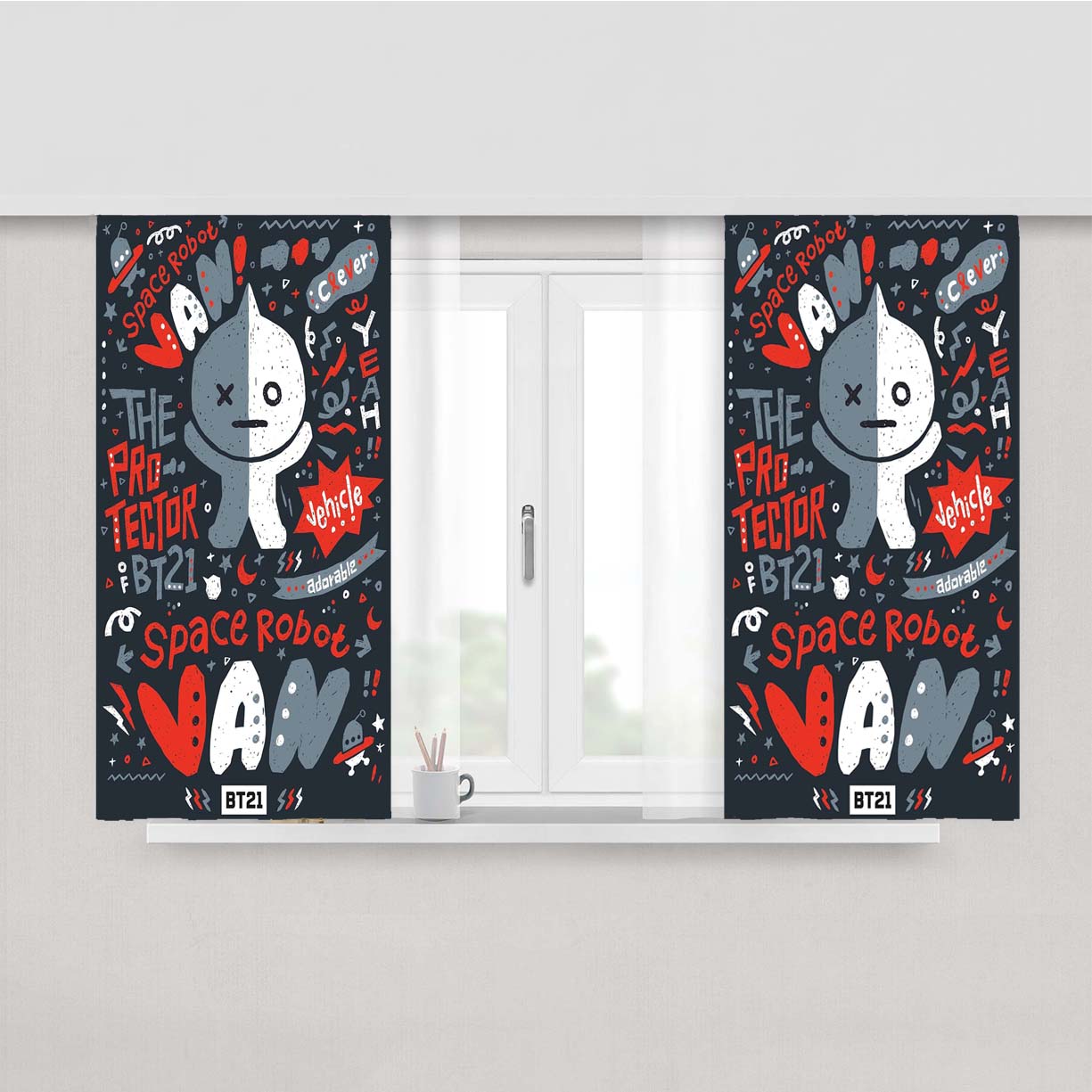 Space Robot Van Universtar Peach Skin Window Curtains