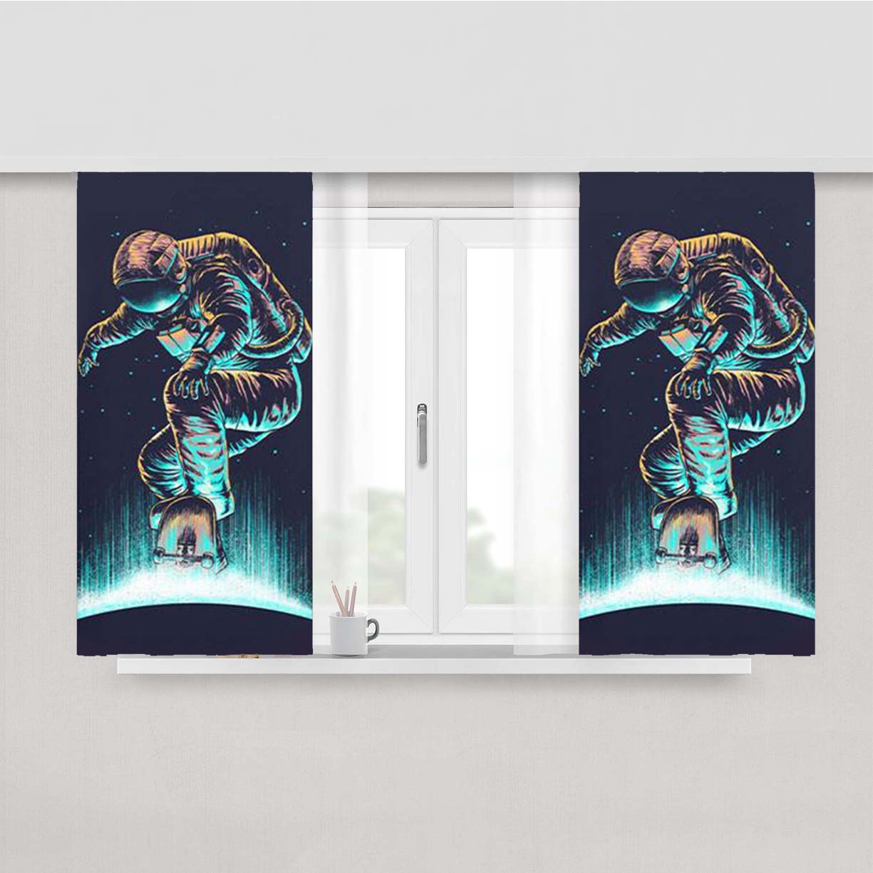 Space Skatter Peach Skin Window Curtains