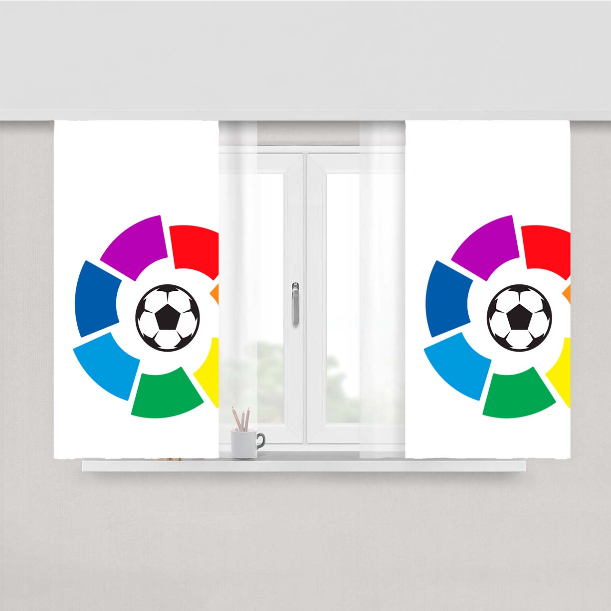 Spanish Primera Division Laliga Logo Peach Skin Window Curtains