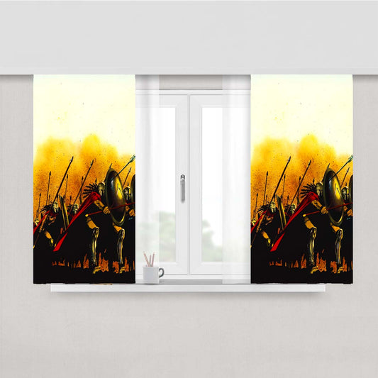 Spartan Warriors Peach Skin Window Curtains