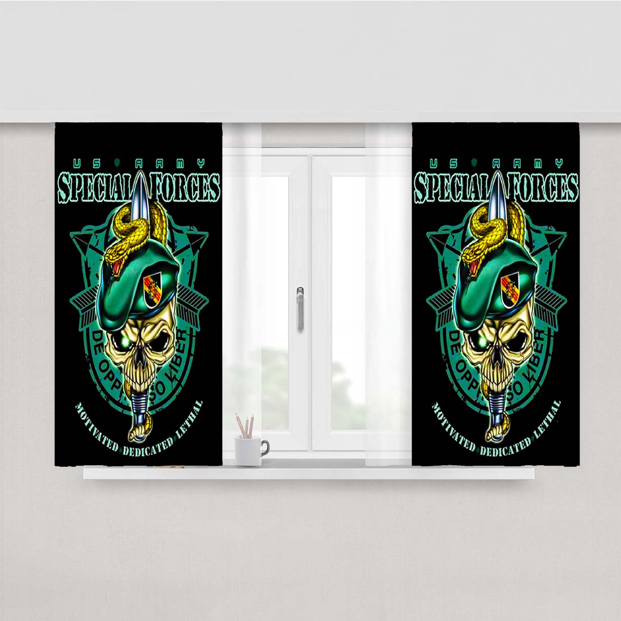 Special Forces Logo Peach Skin Window Curtains