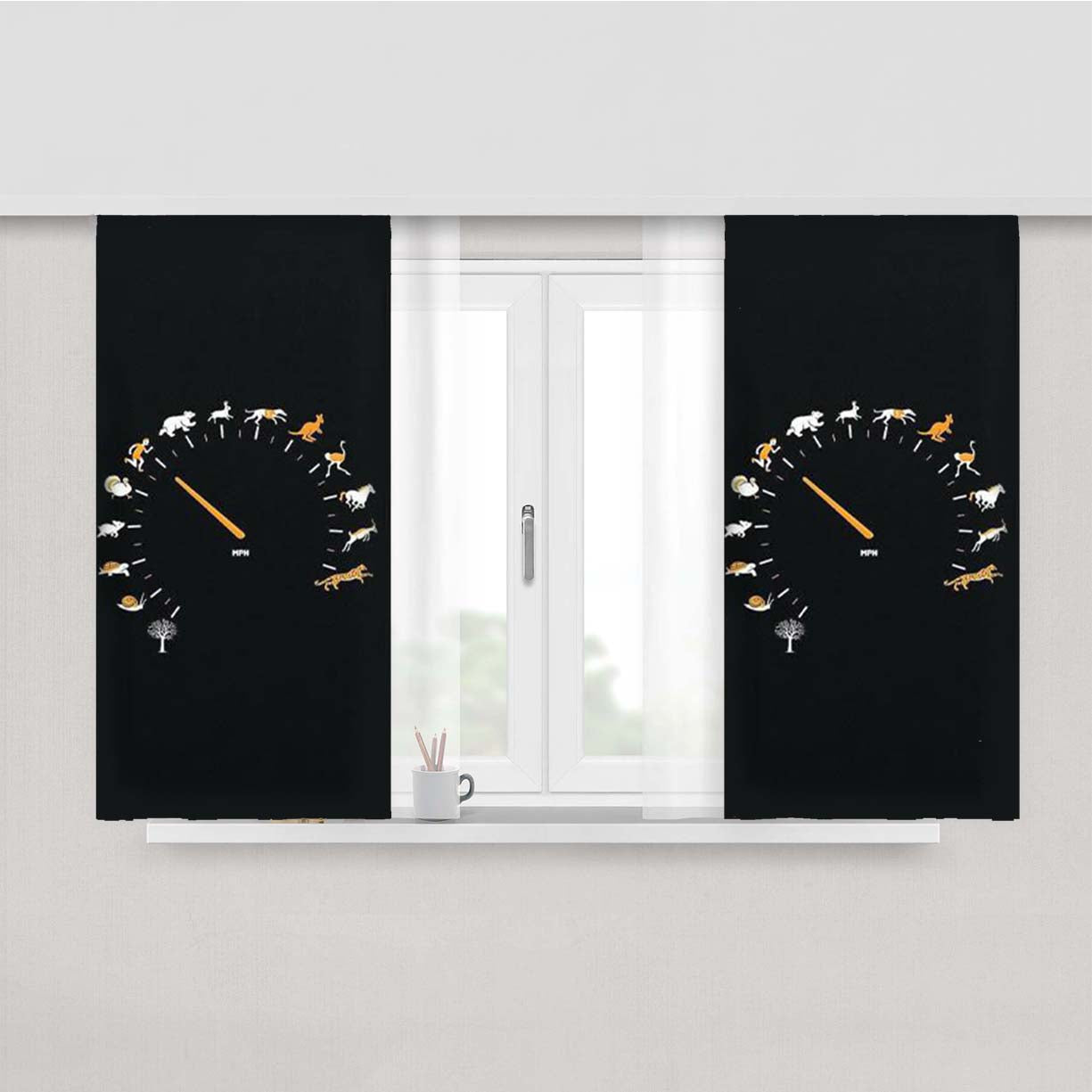Speedometer Supersport Car Peach Skin Window Curtains