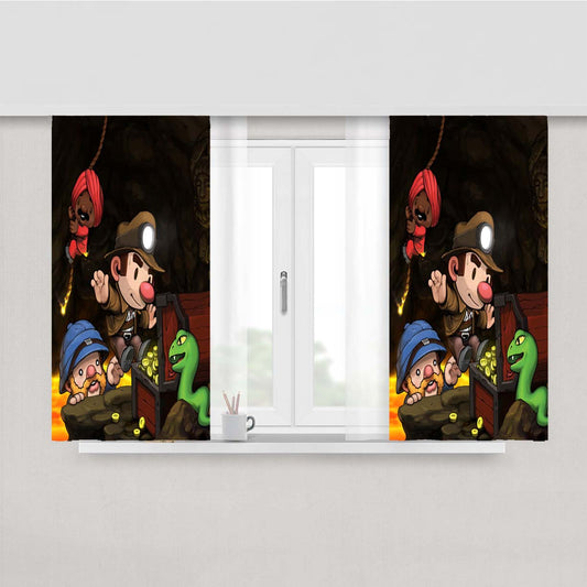 Spelunky Ghostified Treasure Cave Games Peach Skin Window Curtains