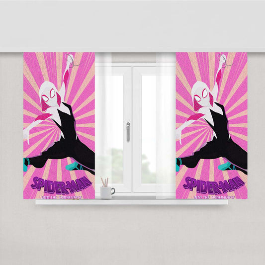 Spider Gwen Pink Strip Peach Skin Window Curtains