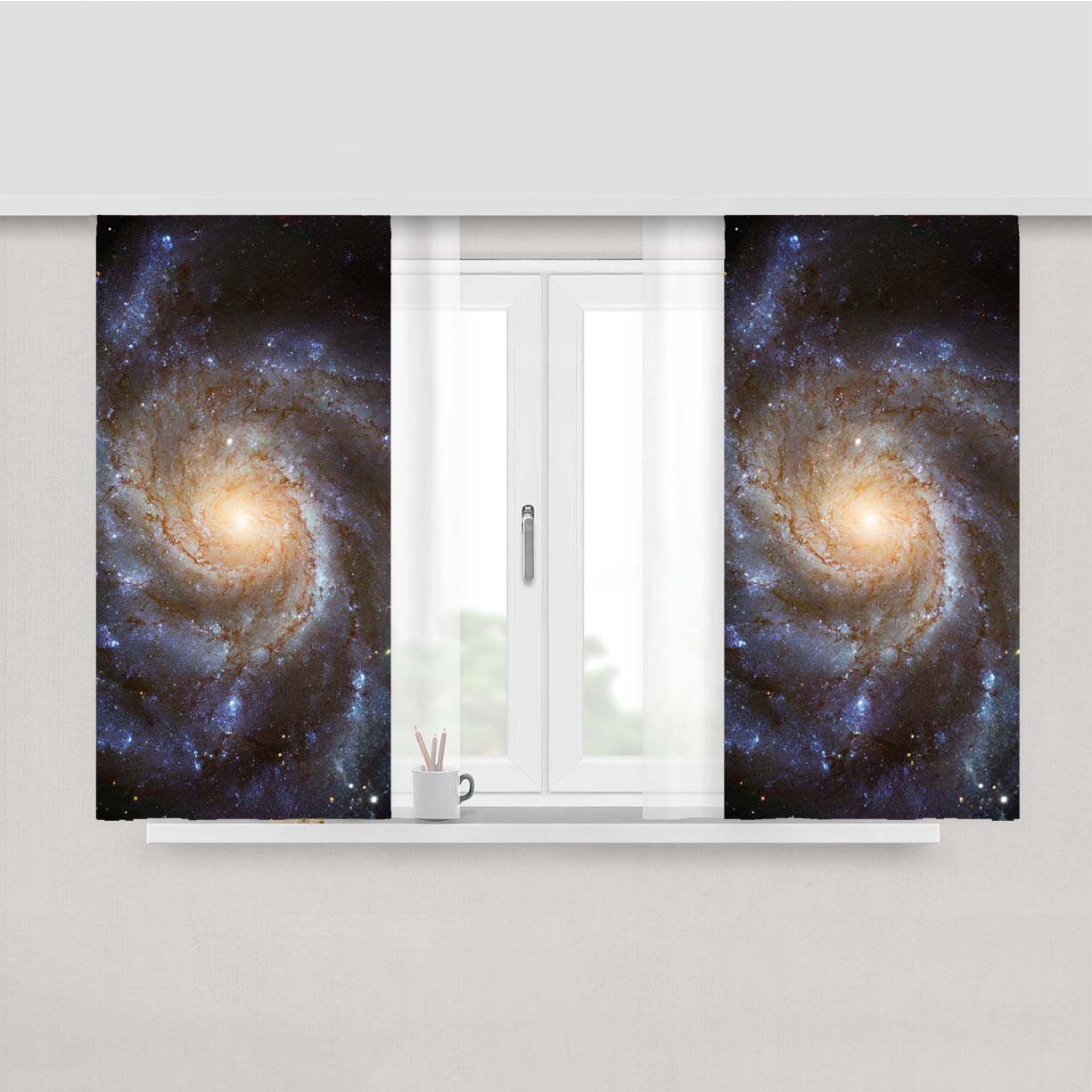 Spiral Galaxy Peach Skin Window Curtains