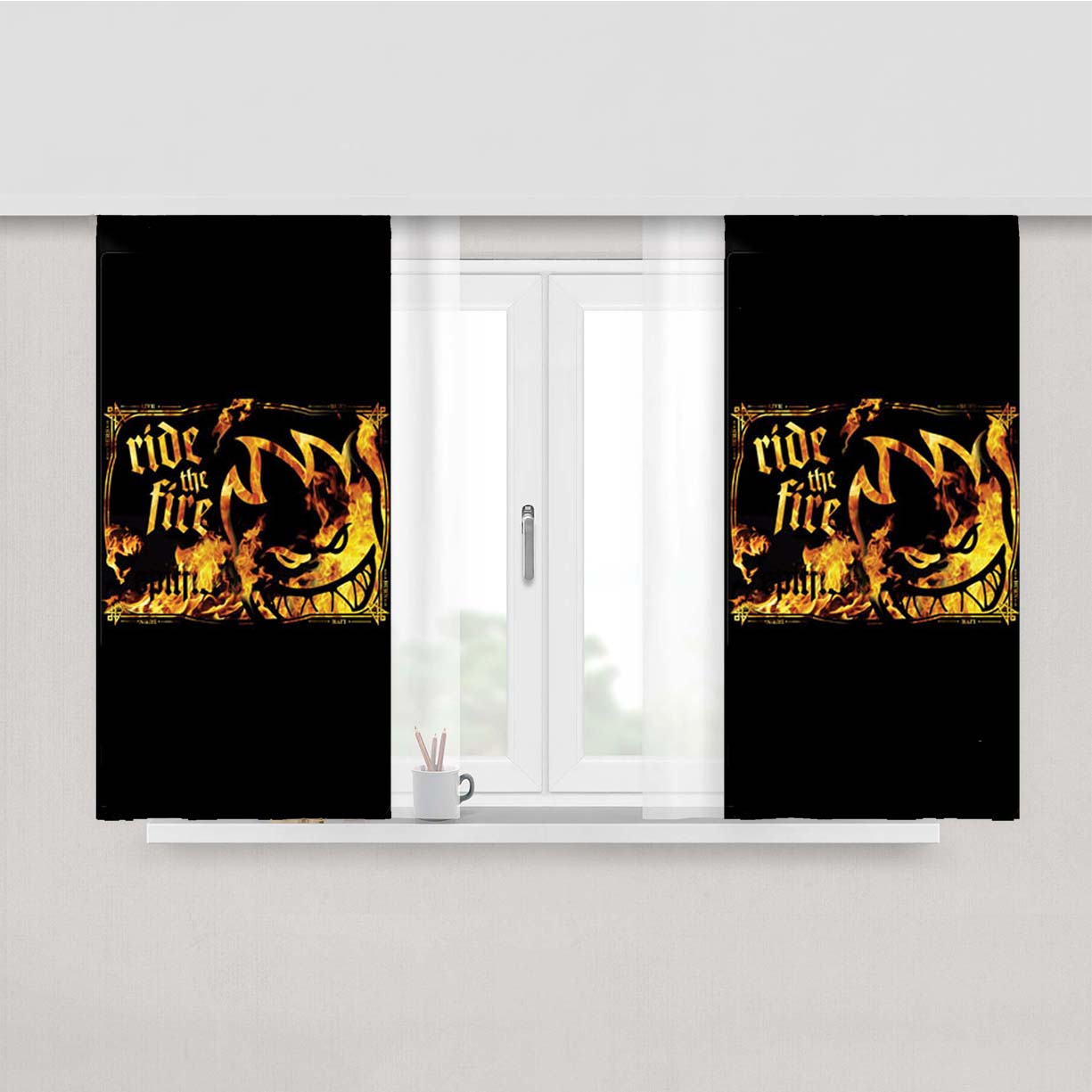 Spitfire Ride The Fire Peach Skin Window Curtains