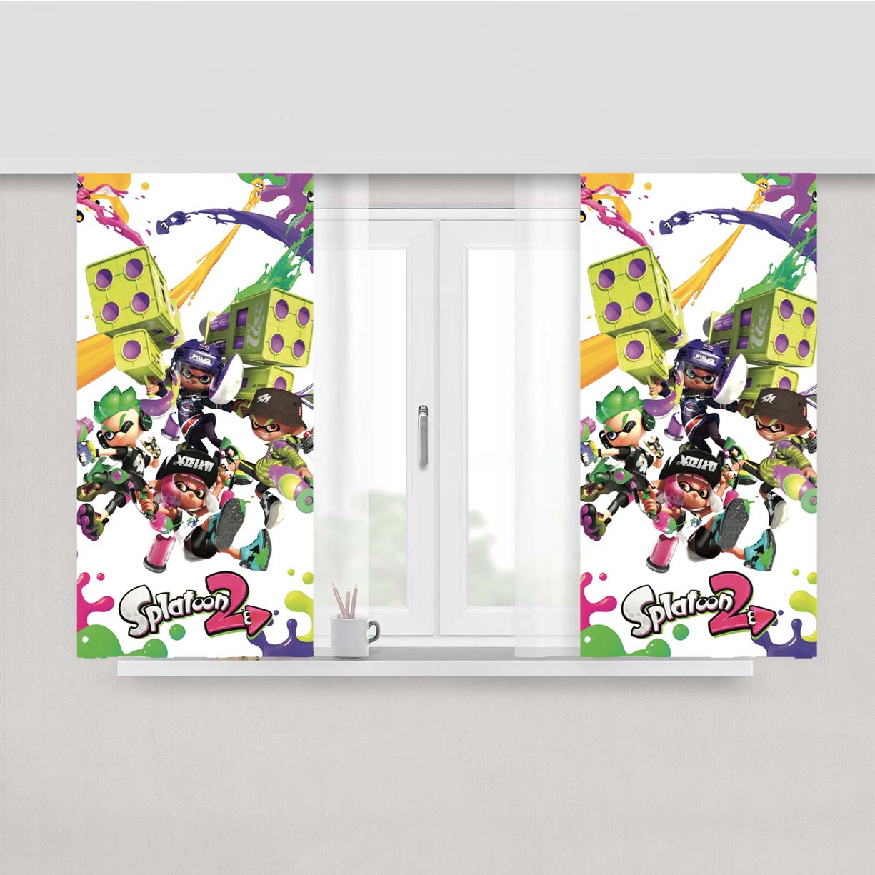 Splatoon 2 Poster Game Peach Skin Window Curtains
