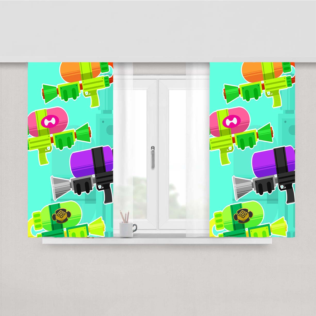 Splatoon Gun Wallpapers Peach Skin Window Curtains