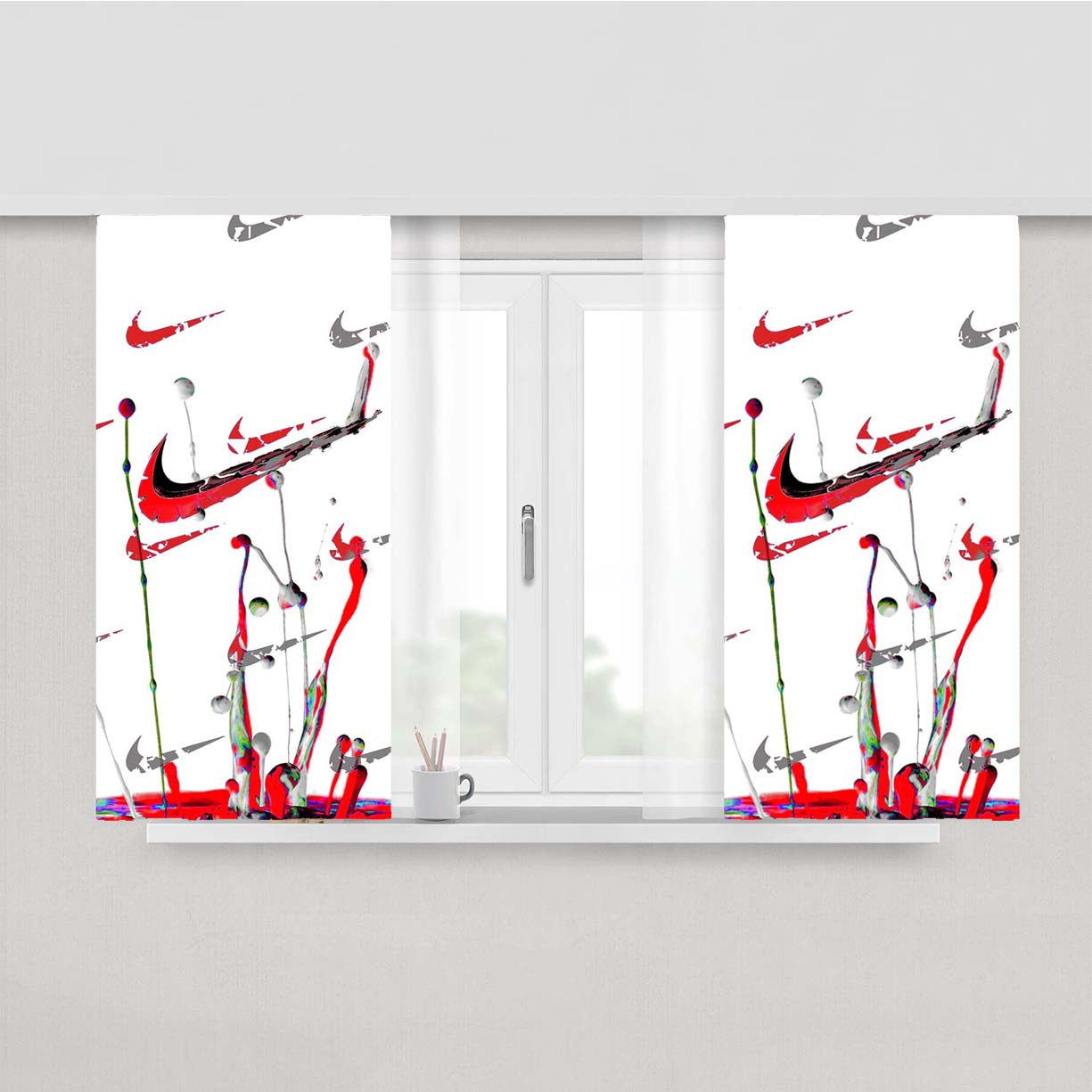 Splatter Splash Color Nike Pattern Style Peach Skin Window Curtains