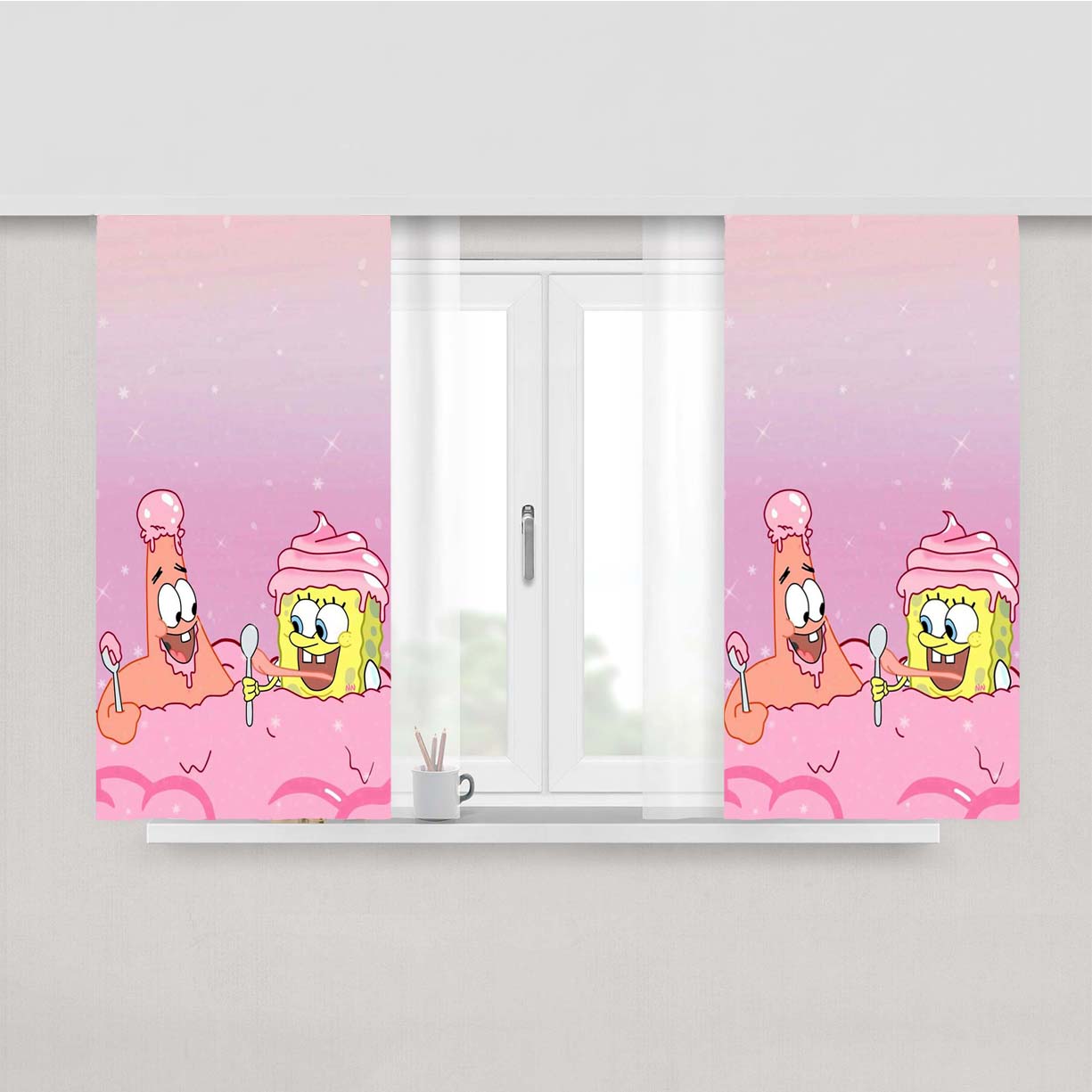 Spongbob Ice Cream Peach Skin Window Curtains