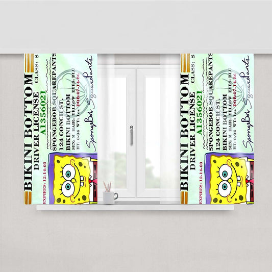 Sponge Bob Driving License Peach Skin Window Curtains