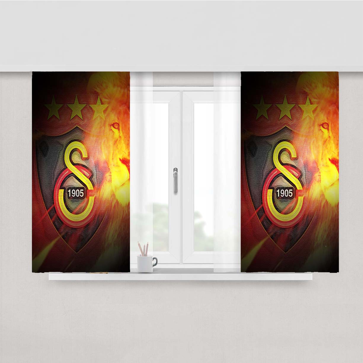 Sport Football Galatasaray Lion Logo Peach Skin Window Curtains