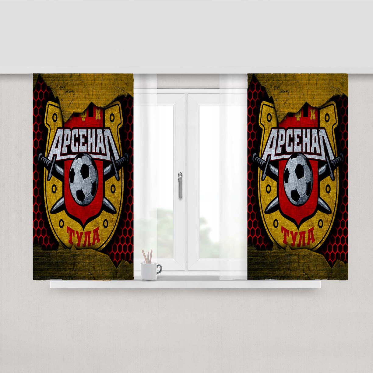 Sport Logo Football Ar Peach Skin Window Curtains