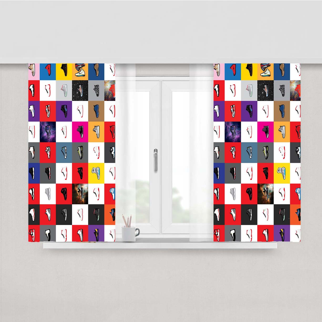 Sport Sneaker Visual Collection Peach Skin Window Curtains