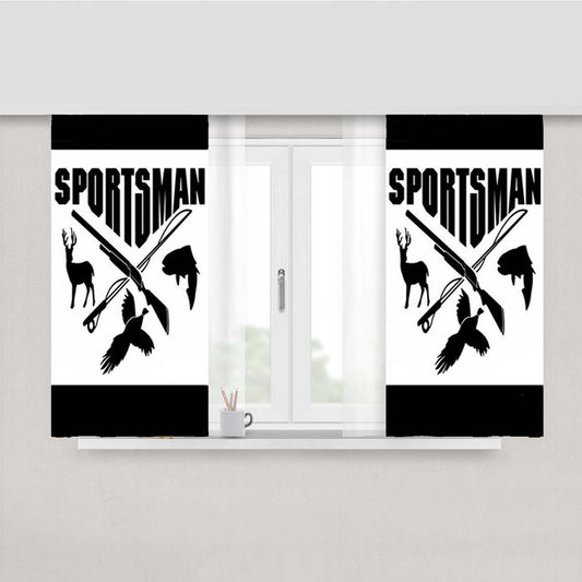 Sports Man Hunting Logo Peach Skin Window Curtains