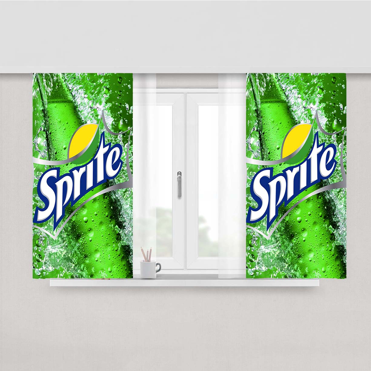 Sprite Brands Logos Peach Skin Window Curtains
