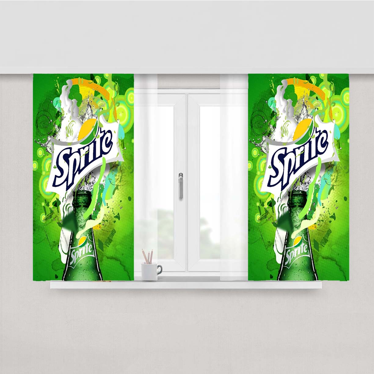 Sprite Lemonade Drink Art Peach Skin Window Curtains