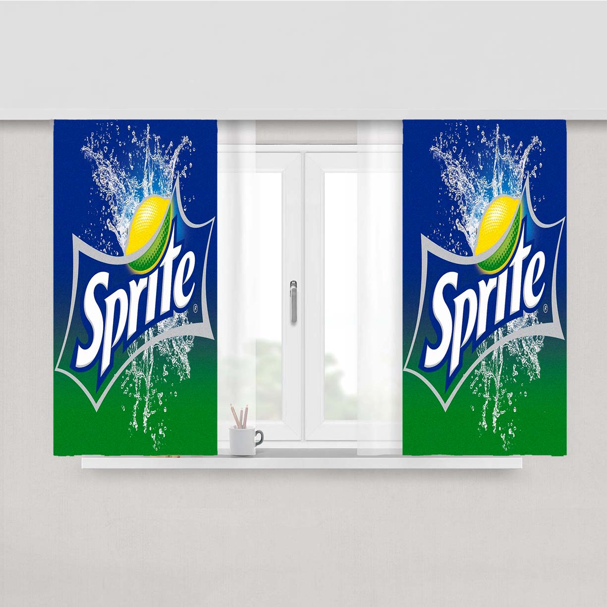 Sprite Logo Peach Skin Window Curtains