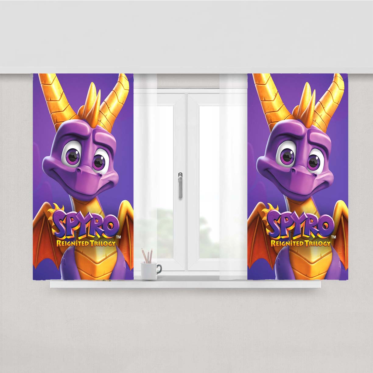 Spyro Reignited Trilogy Playstation Game Peach Skin Window Curtains