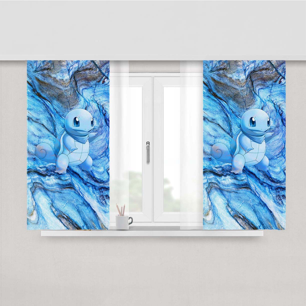 Squirtle Blue Marble X Stone Peach Skin Window Curtains