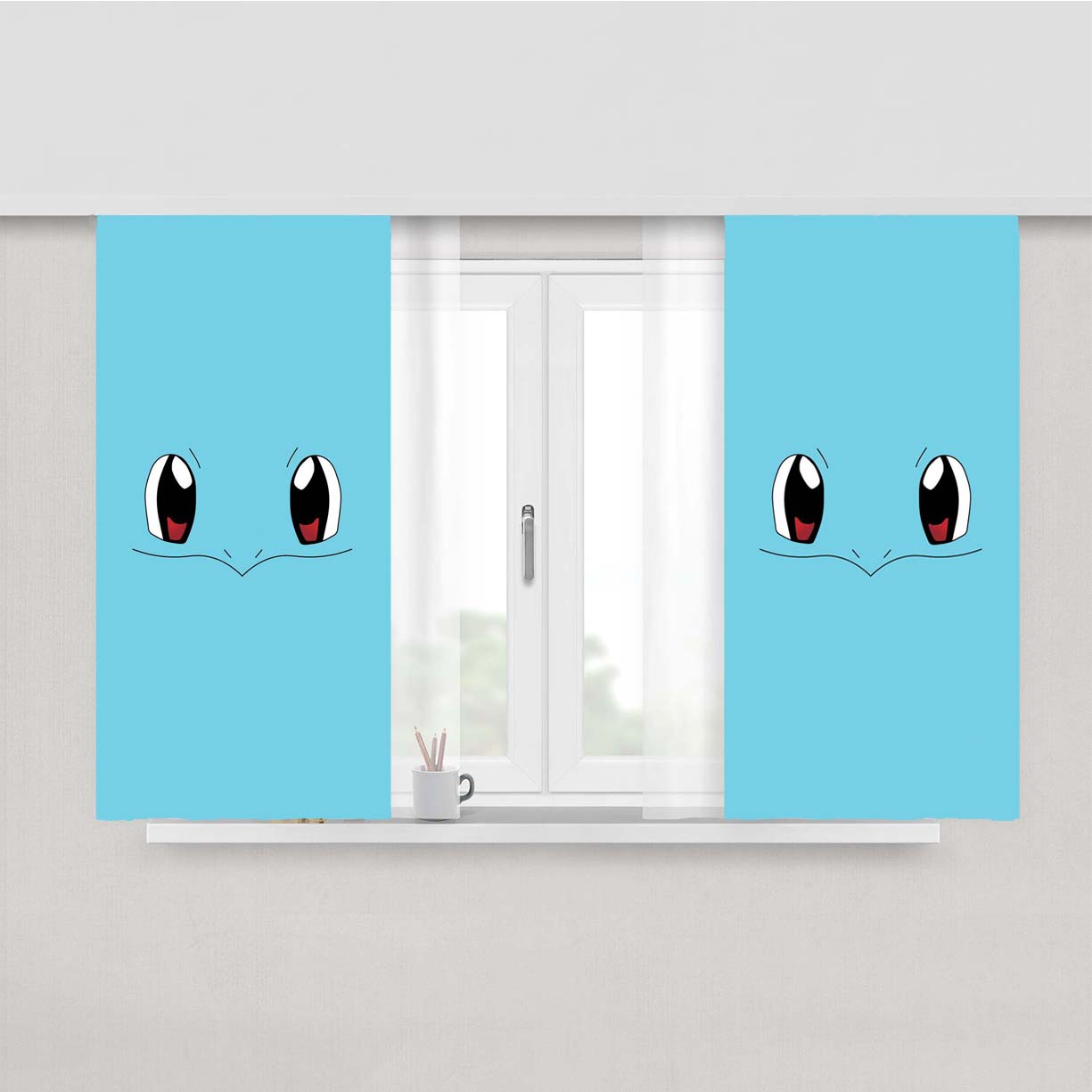 Squirtle Face Peach Skin Window Curtains