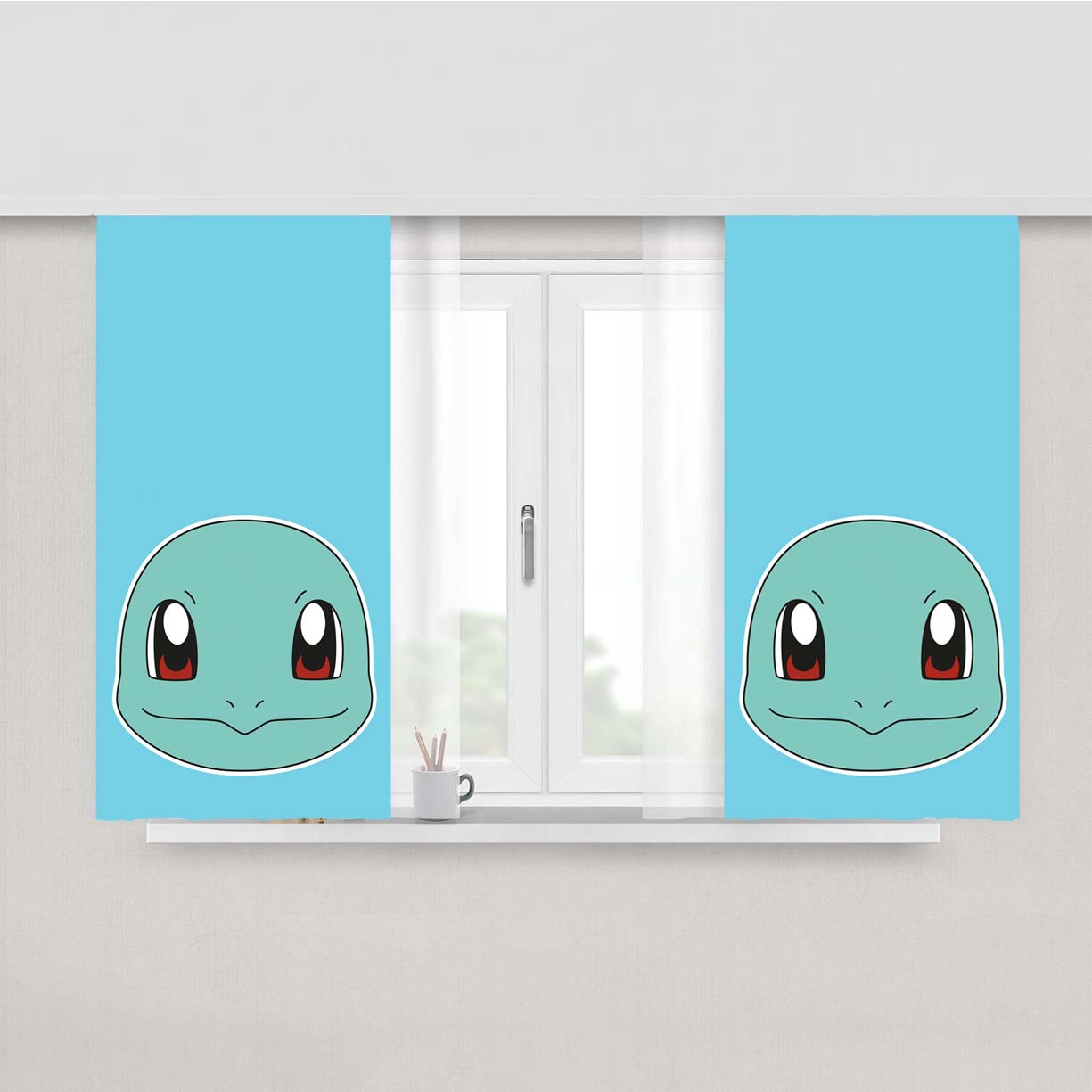 Squirtle Head Peach Skin Window Curtains
