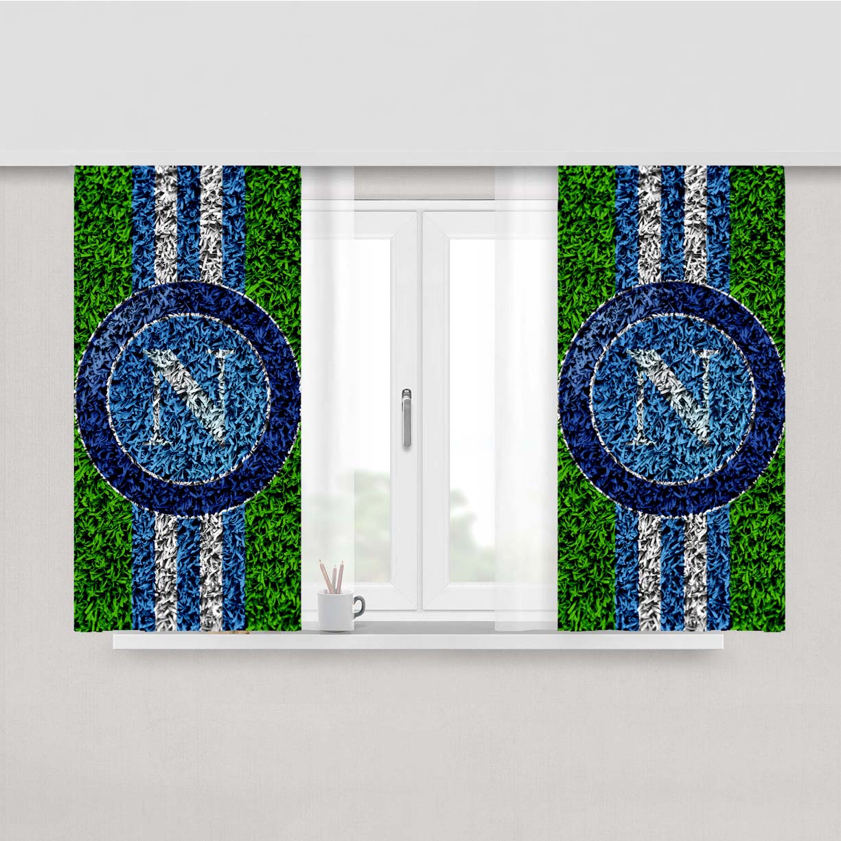 Ssc Napoli Green Logo Peach Skin Window Curtains