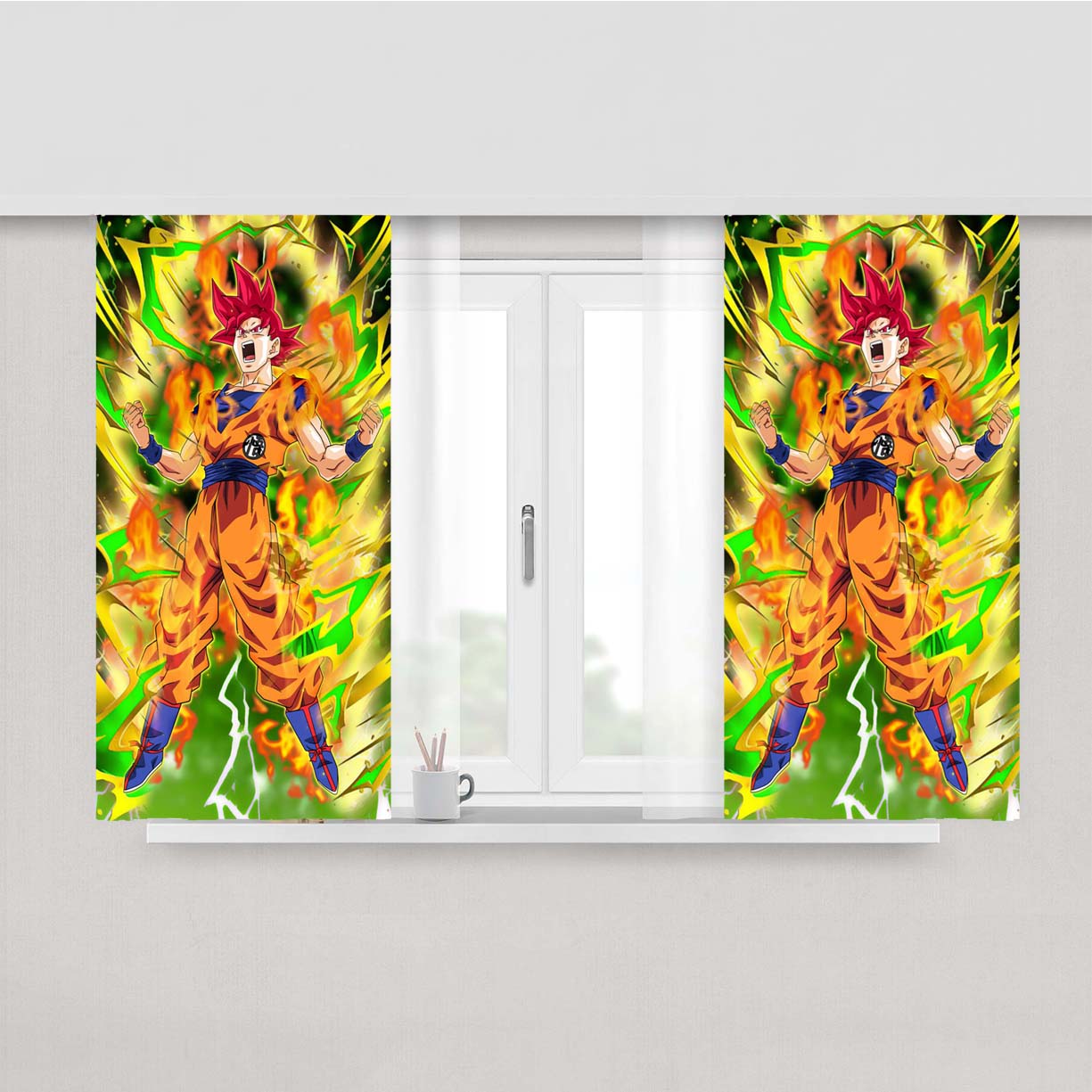 Ssg Goku Peach Skin Window Curtains