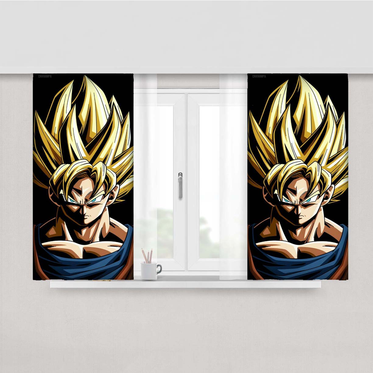 Ssj Goku Dragon Ball Z Peach Skin Window Curtains