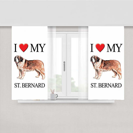St Bernard I Heart Peach Skin Window Curtains