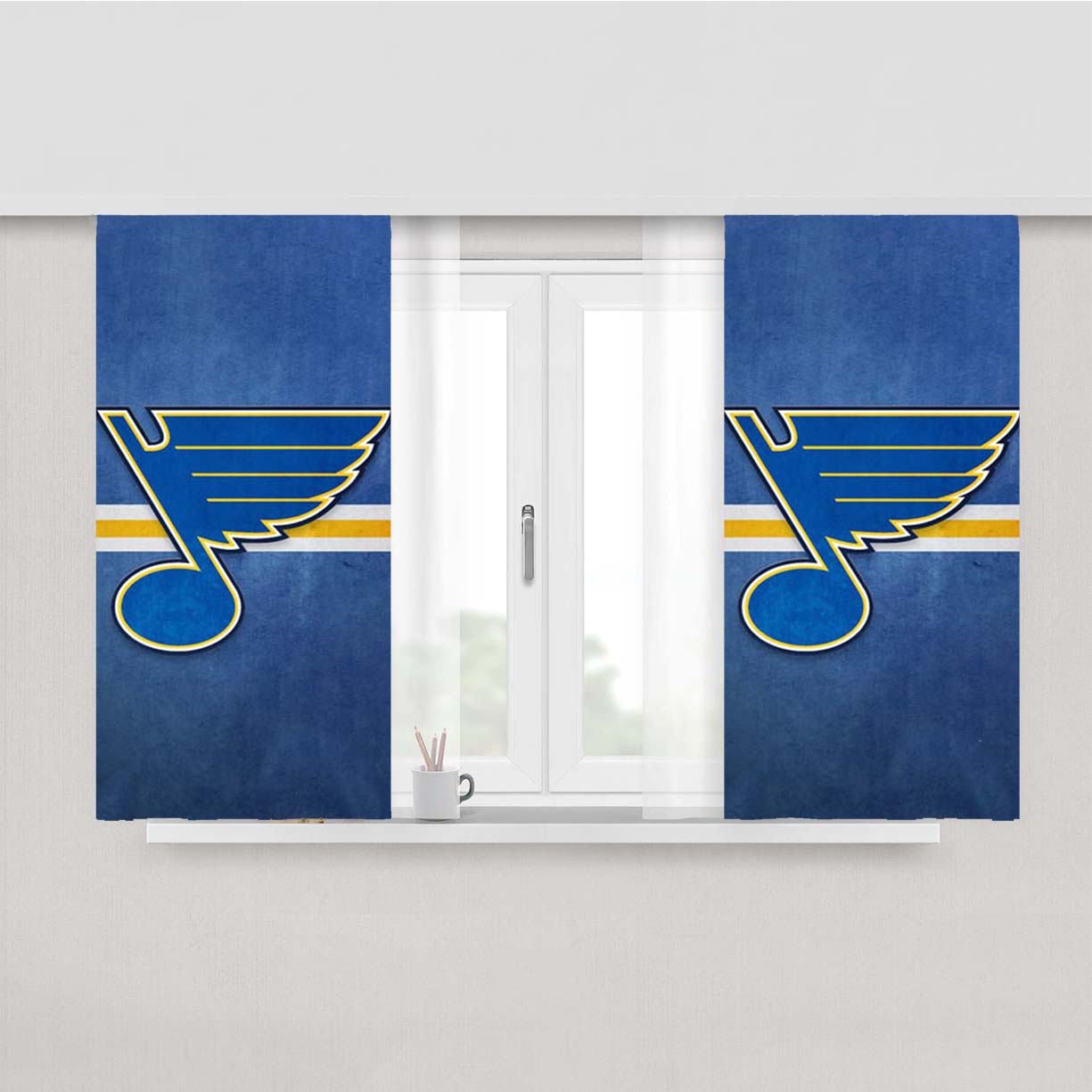 St Louis Blues Peach Skin Window Curtains
