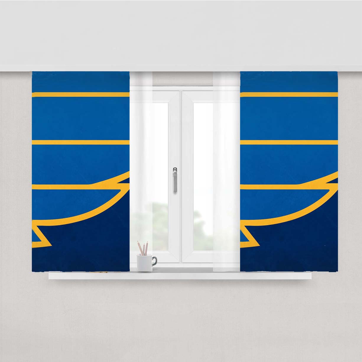 St Louis Blues Design Peach Skin Window Curtains