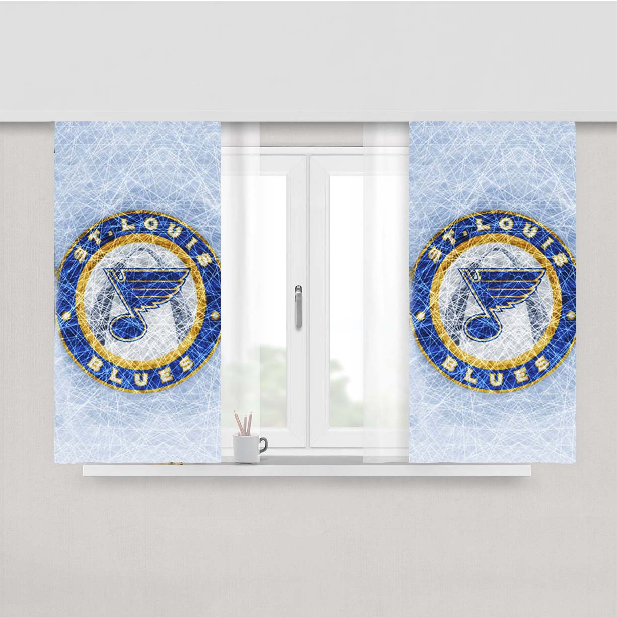 St Louis Blues Logo Peach Skin Window Curtains