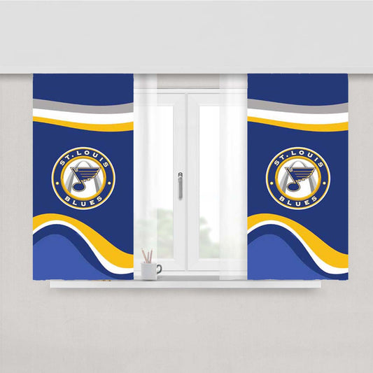 St Louis Blues Wavy Banners Logo Peach Skin Window Curtains