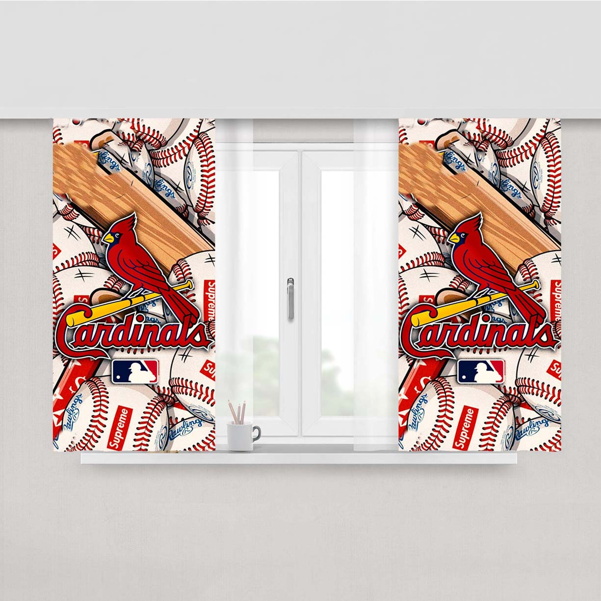 St Louis Cardinals Baseball The Best Peach Skin Window Curtains