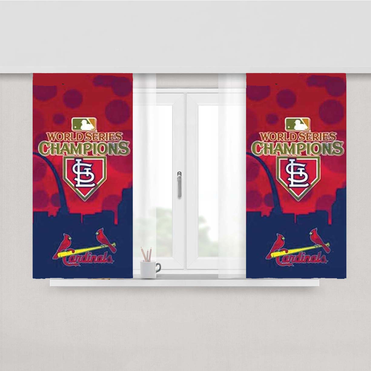St Louis Cardinals Champ Silhouette Peach Skin Window Curtains