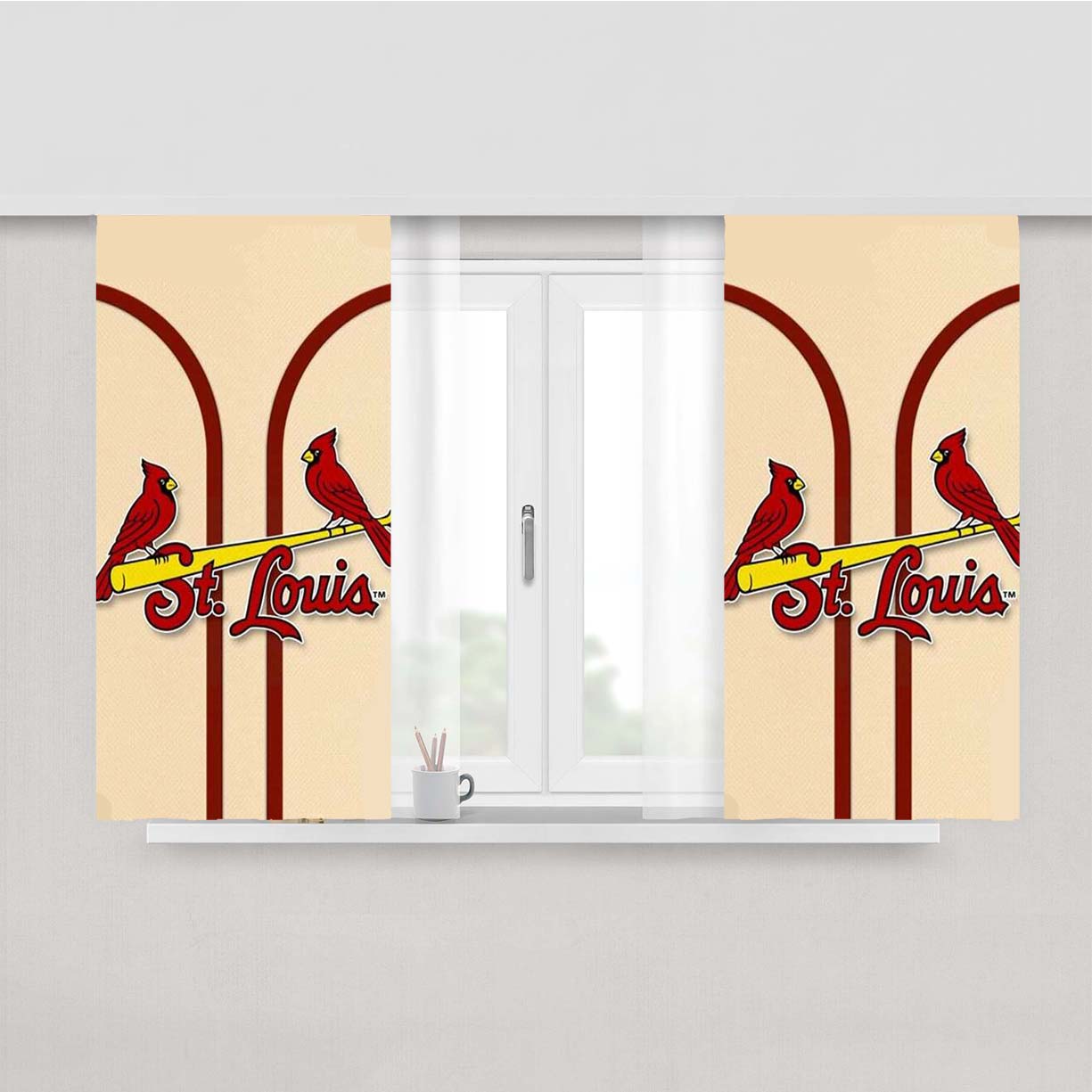 St Louis Cardinals Jersey Peach Skin Window Curtains
