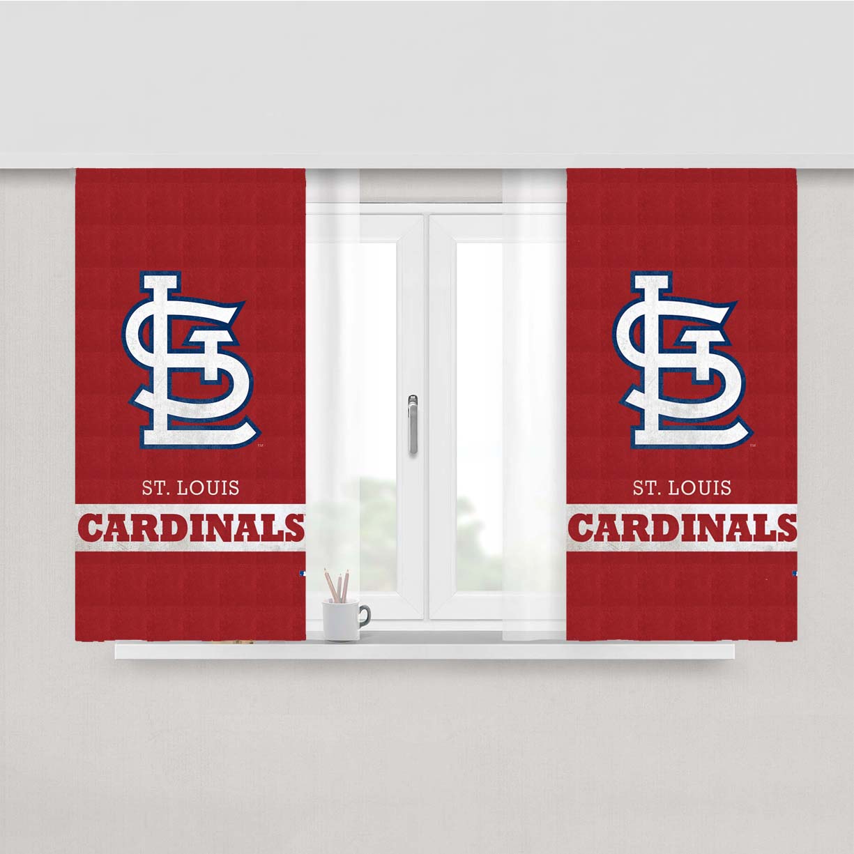 St Louis Cardinals Logo Peach Skin Window Curtains