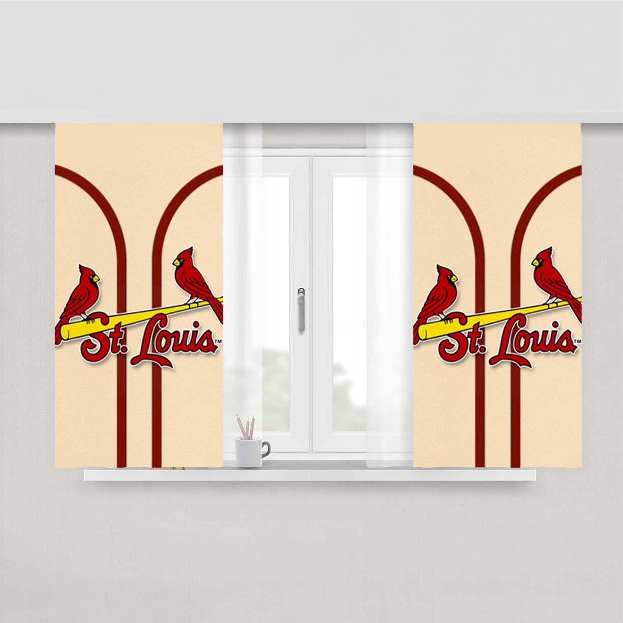 St Louis Cardinals Mlb Peach Skin Window Curtains