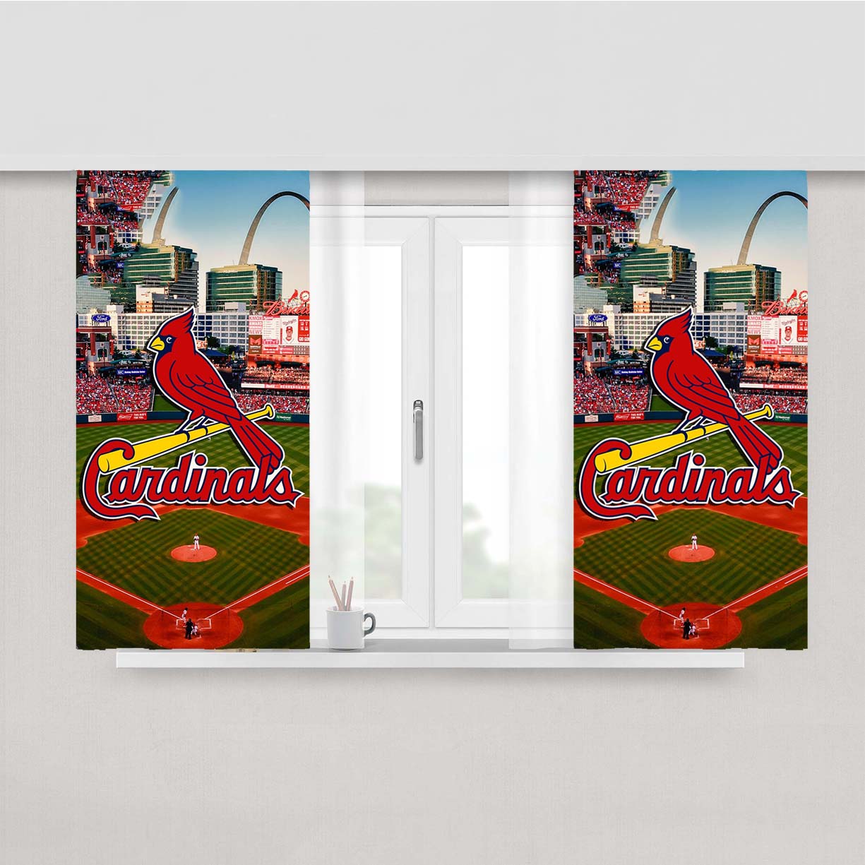 St Louis Cardinals Stadium Peach Skin Window Curtains