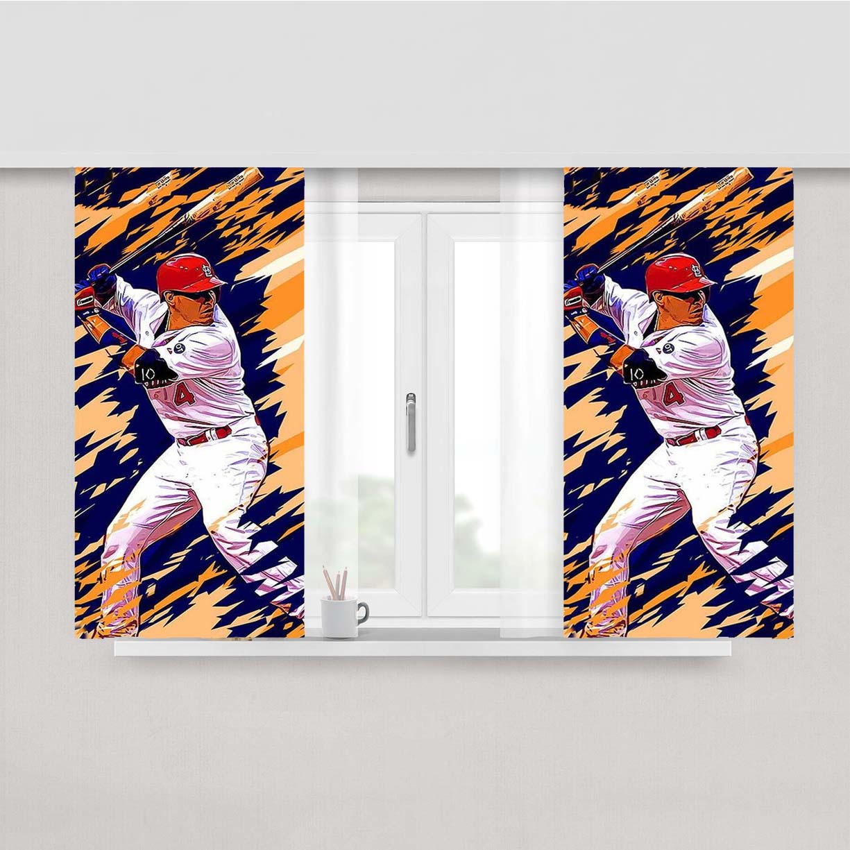 St Louis Cardinals Yadier Molina Peach Skin Window Curtains