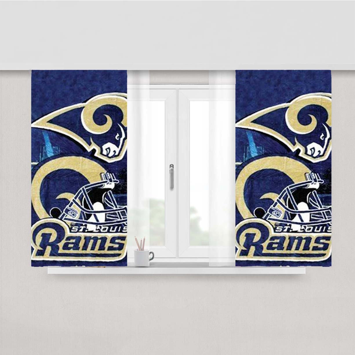 St Louis Rams Sketch Peach Skin Window Curtains