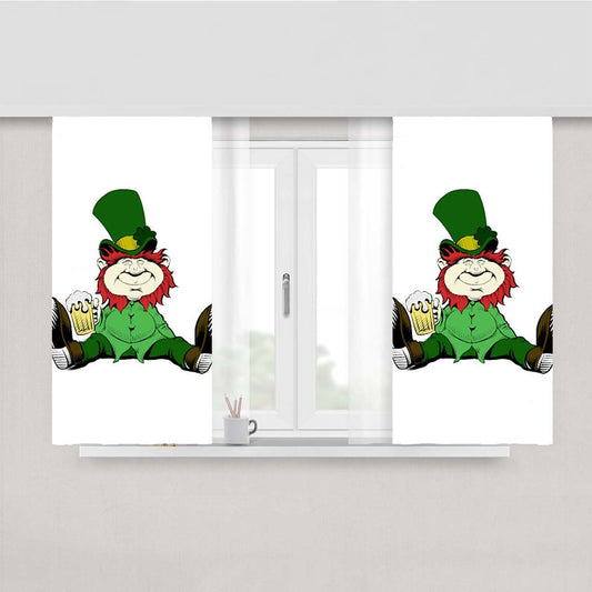 St Patricks Day Cartoon Peach Skin Window Curtains