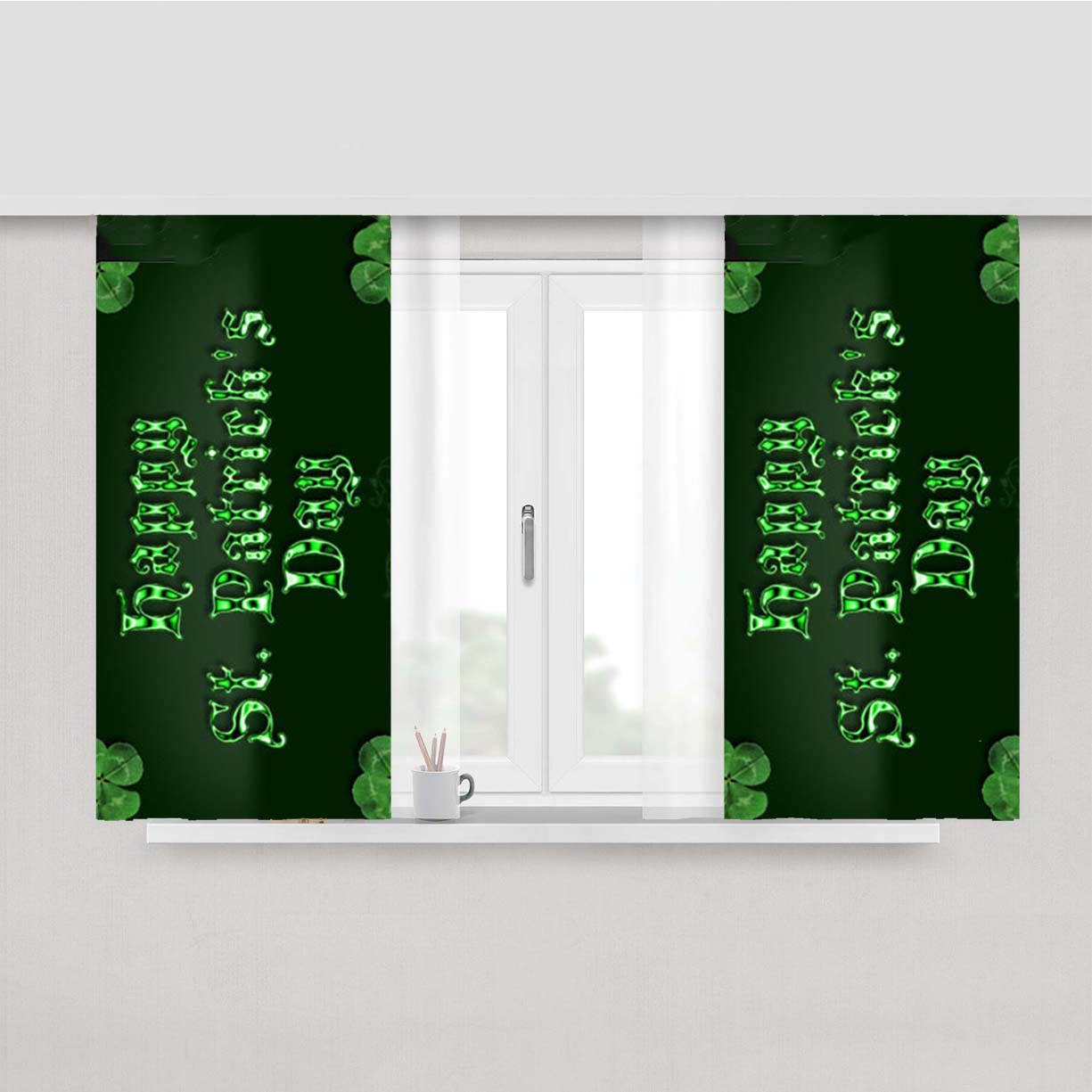 St Patricks Day Icon Peach Skin Window Curtains